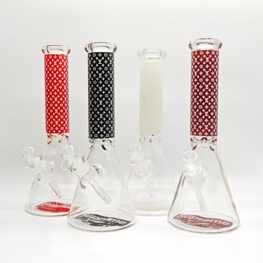 14" Stylish Designed 7mm Glow in the dark Glass Bong [LV145007] Bongs Super Supplys Inc