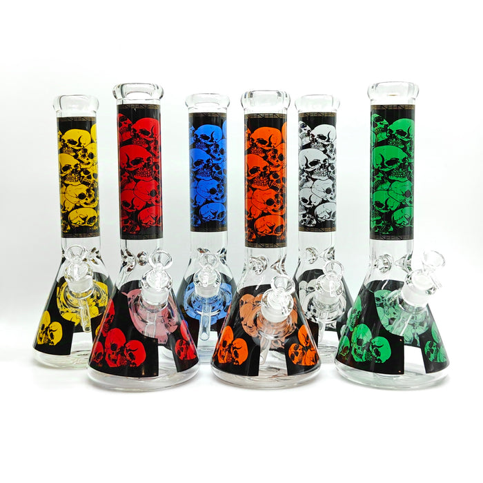 14" 7mm Skull Beaker Glass Bong [P8] Glass Bong Super Supplys Inc