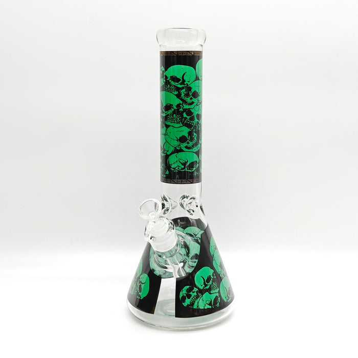 14" 7mm Skull Beaker Glass Bong [P8] Glass Bong Super Supplys Inc Green