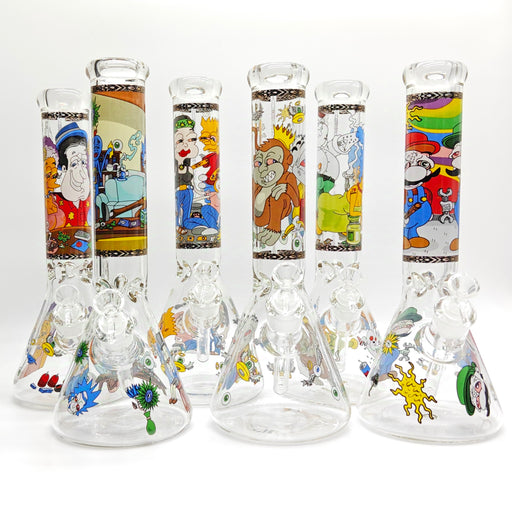 14" 7mm Novelty Design Beaker Glass Bong [240612] Beaker Bong Super Supplys Inc