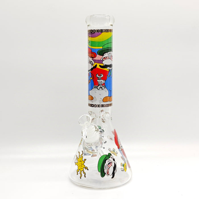 14" 7mm Novelty Design Beaker Glass Bong [240612] Glass Bong Super Supplys Inc Design C
