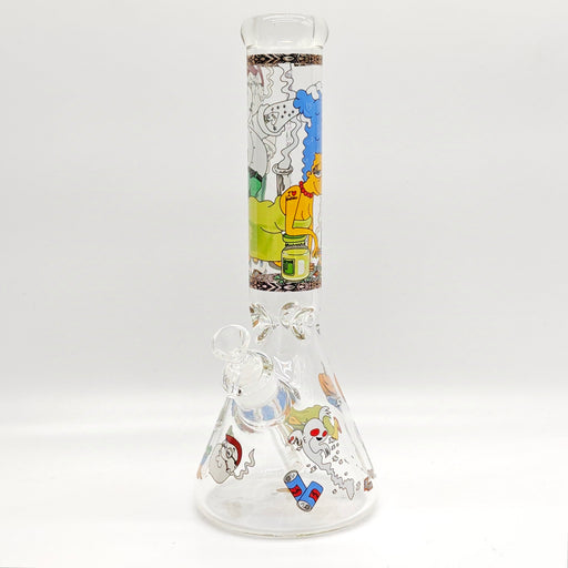 14" 7mm Novelty Design Beaker Glass Bong [240612] Beaker Bong Super Supplys Inc Design F