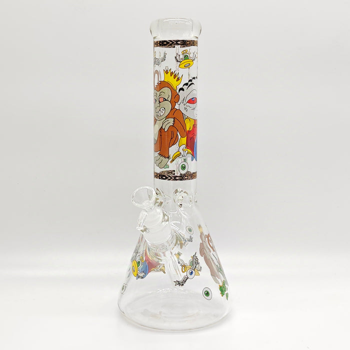 14" 7mm Novelty Design Beaker Glass Bong [240612] Glass Bong Super Supplys Inc Design B