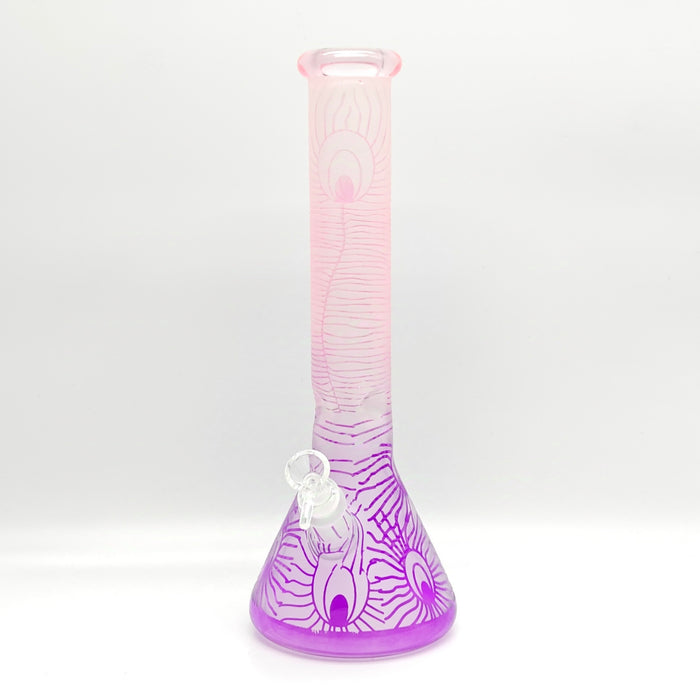 14" 5mm Abstract Design Beaker Glass Bong [LOT0072] Glass Bong Super Supplys Inc Purple