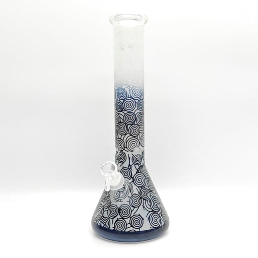 14" 5mm Abstract Design Beaker Glass Bong [LOT0072] Beaker Bong Super Supplys Inc Black