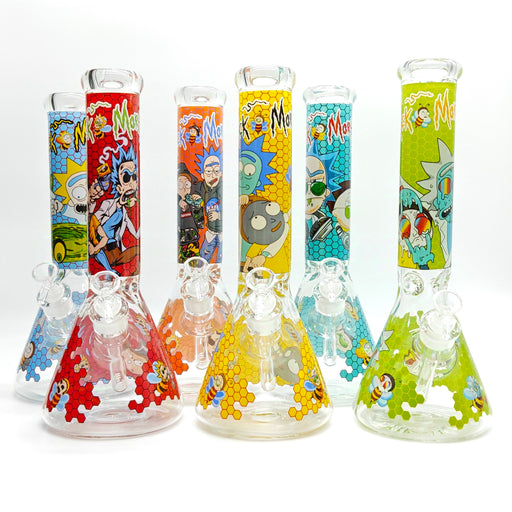 14" 7mm R&M Cartoon Beaker Glass Bong [P29] Beaker Bong Super Supplys Inc