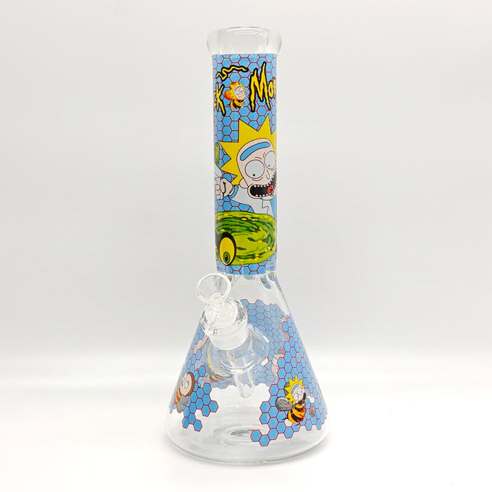 14" 7mm R&M Cartoon Beaker Glass Bong [P29] Glass Bong Super Supplys Inc Design D
