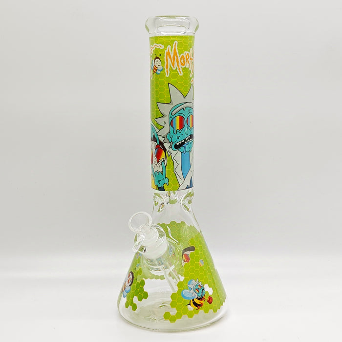 14" 7mm R&M Cartoon Beaker Glass Bong [P29] Glass Bong Super Supplys Inc Design C