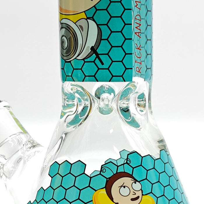 14" 7mm R&M Cartoon Beaker Glass Bong [P29] Glass Bong Super Supplys Inc