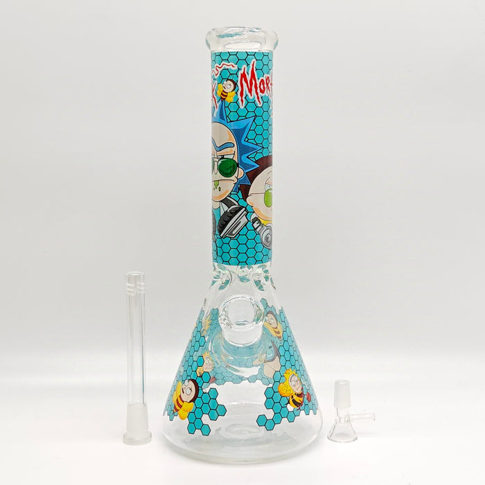 14" 7mm R&M Cartoon Beaker Glass Bong [P29] Glass Bong Super Supplys Inc