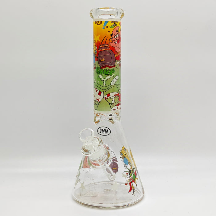 14" 9mm Cartoon Beaker Glass Bong [145009P] Glass Bong Super Supplys Inc Design D