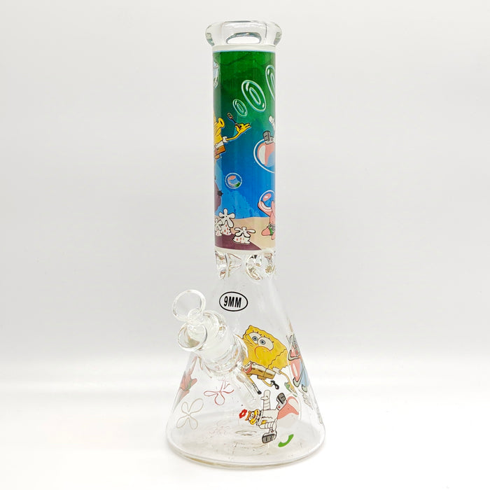 14" 9mm Cartoon Beaker Glass Bong [145009P] Glass Bong Super Supplys Inc Design B