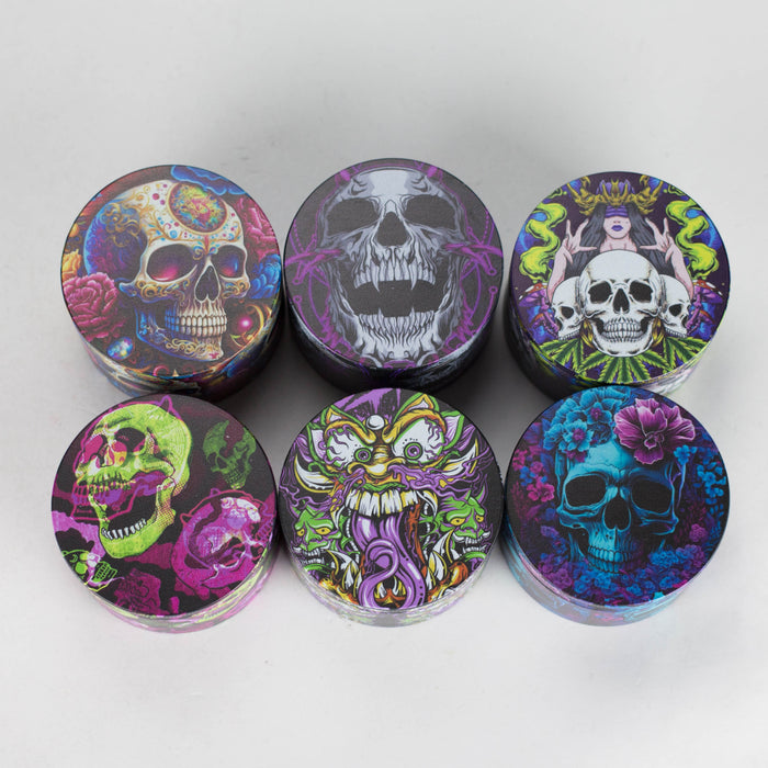 Z2.5" Metal Grinder 4 Layers with Rose Skull Design Box of 6 Display Pack 777 Smoke