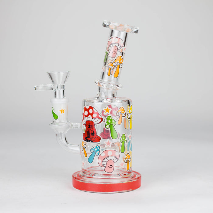 Z7" Color accented Glass Bong With Perc- Mushroom Design Glass Bong 777 Smoke