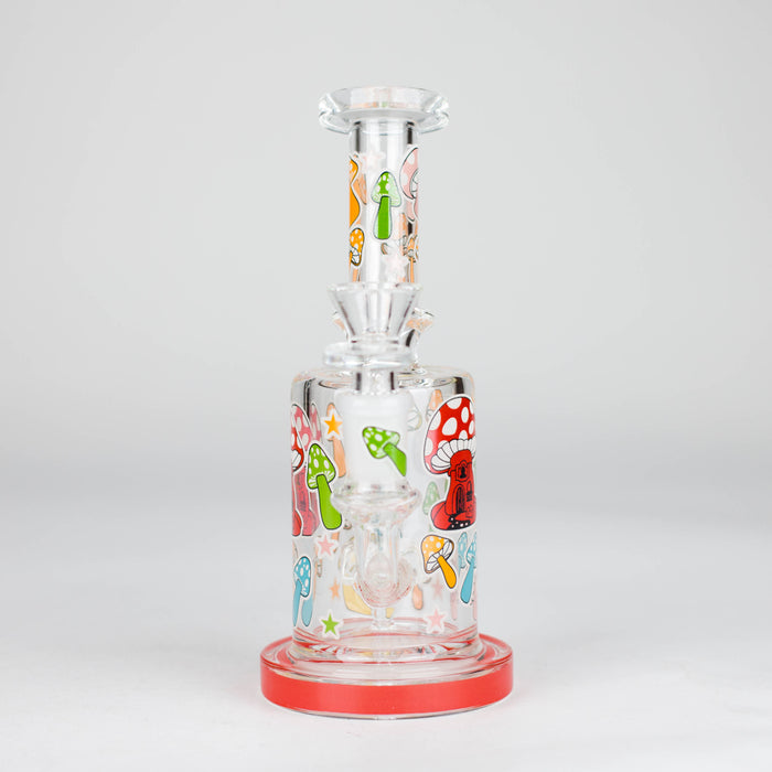 Z7" Color accented Glass Bong With Perc- Mushroom Design Glass Bong 777 Smoke