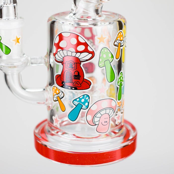 Z7" Color accented Glass Bong With Perc- Mushroom Design Glass Bong 777 Smoke