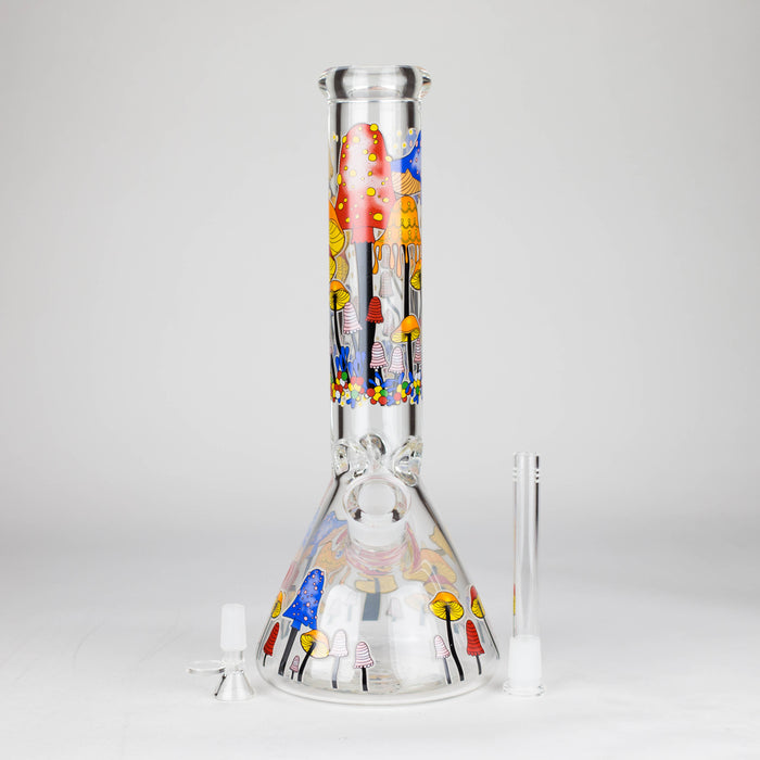 Z14" 7 mm Glass Bong With Magic Mushroom Design Glass Bong 777 Smoke