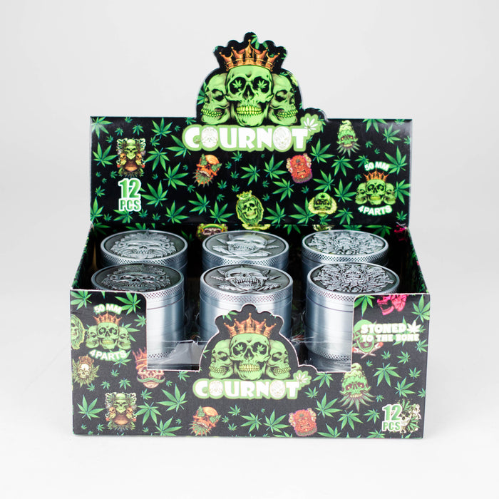 2" Metal Grinder Skull Design 4 Layers Box of 12 Herb Grinder 777 Smoke