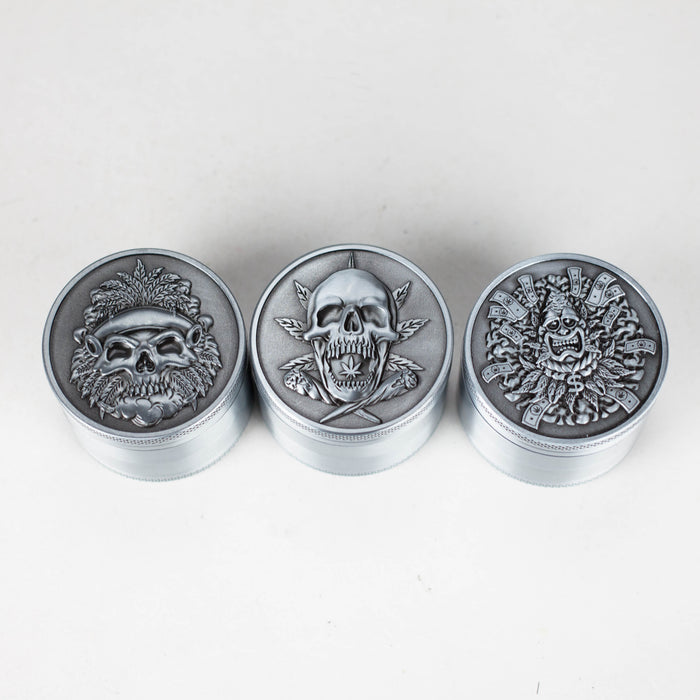 2" Metal Grinder Skull Design 4 Layers Box of 12 Herb Grinder 777 Smoke