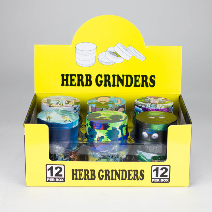 2.2" Metal Grinder 4 Layers with RM Design Box of 12 Herb Grinder 777 Smoke