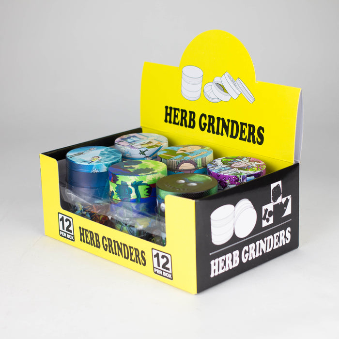 2.2" Metal Grinder 4 Layers with RM Design Box of 12 Herb Grinder 777 Smoke