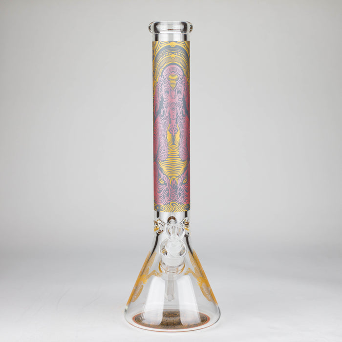 16" 7mm Artistic Design Beaker Glass Bong Super Supplys Inc Design B