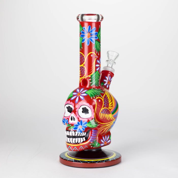 10" Sugar Skull-Themed glass bong [SK Series] Glass Bong BB Canada Red