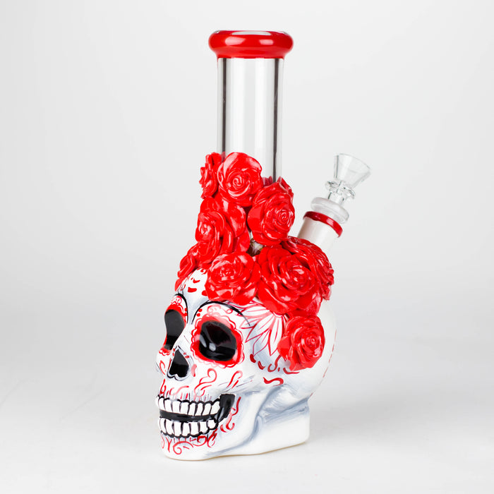 9" Rose sugar skull-themed glass bong [SK16] Glass Bong BB Canada