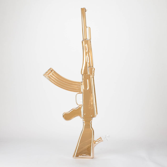 27" Electroplated AK-47 Design Glass Bong with Display Stand [GU001] Bongs BB Canada Amber