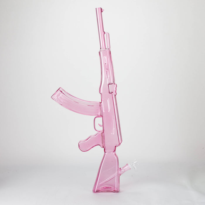 27" Painted AK-47 Design Glass Bong with Display Stand [GU005] Bongs BB Canada Pink