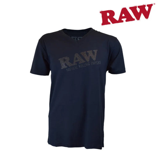 Raw | Black Glitter Logo V-Neck T-SHIRT 2XL Clothing NIBO Distribution