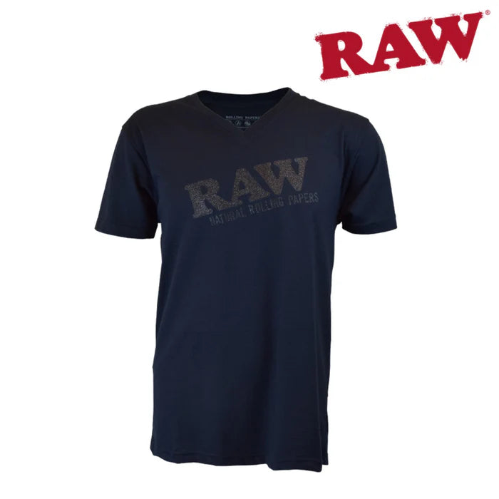 Raw | Black Glitter Logo V-Neck T-SHIRT 2XL Short Sleeve NIBO Distribution