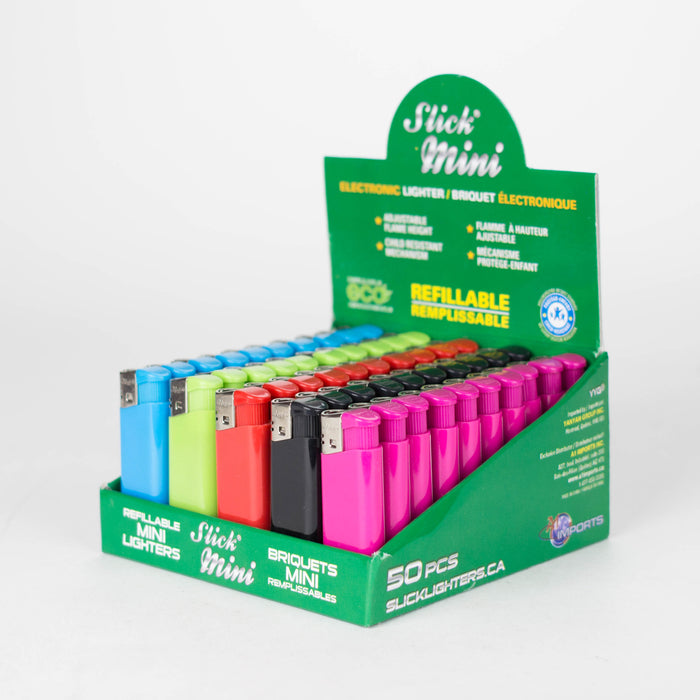 Slick® | Disposable Mini Lighter - Colors [YYG-1720] - Display of 50 Lighter Slick Lighters