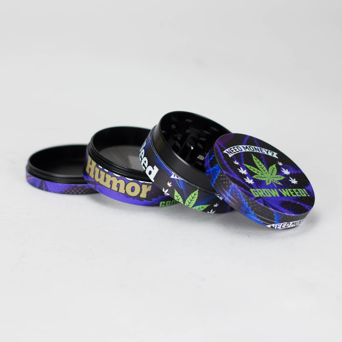 2" Metal Grinder 4 Layers with Weed Humor Design Box of 12 Display Pack 777 Smoke