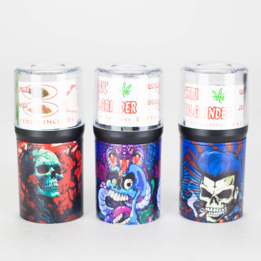 Electric Metal Grinder with Rose Skull Design Assorted Box of 12 Display Pack 777 Smoke