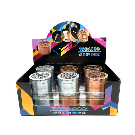 Hemp Design Metal Grinder 50mm 4pt Box of 12 [GRI205] Display Pack NIBO Distribution