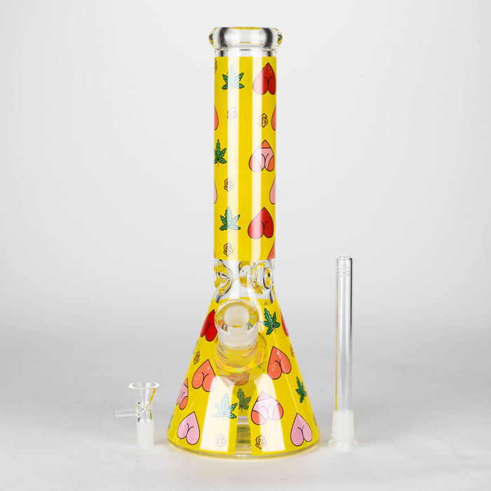 Z14" 7mm Glass Bong With Heart Design Glass Bong 777 Smoke