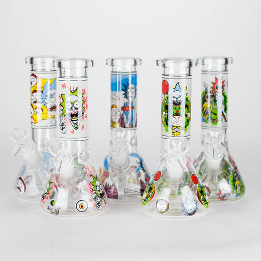 8.5" Cartoon Designs Glow In The Dark beaker bong In the Box [PIP301] Glass Bong NIBO Distribution