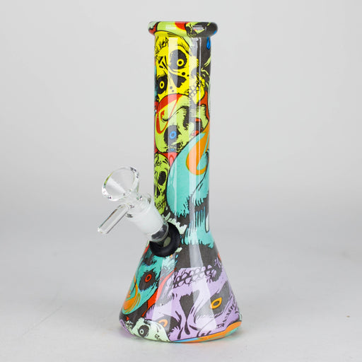 8" Glass Bong Multi Color Long Neck Flask Round Shaped [JBLX-01B] Bongs Canadian Distributor