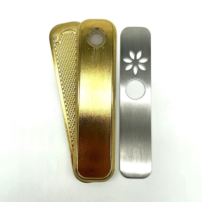 Classic Flat Metal Pipe For Dry Herb [PIP790] Metal Pipe NIBO Distribution GOLD
