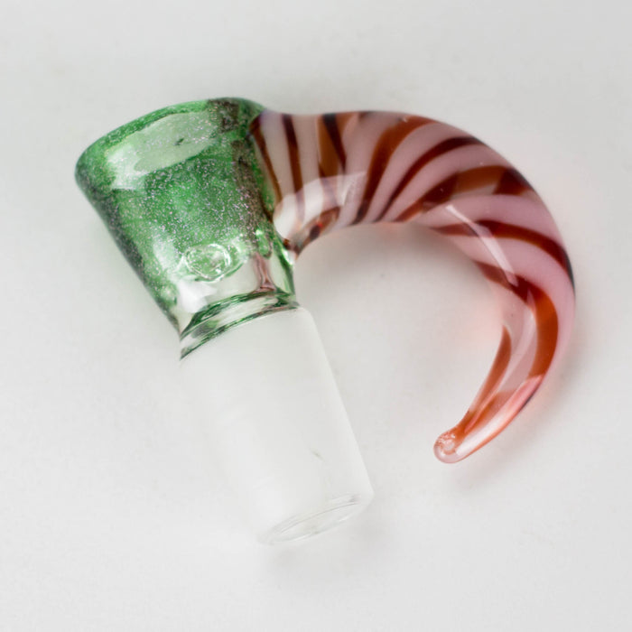 Shine Glassworks | 19mm 4 Hole Dichroic bowl with Horn - Made in Canada Bowl · Banger · Oil Burner Smoking Cat Distribution Green/Red