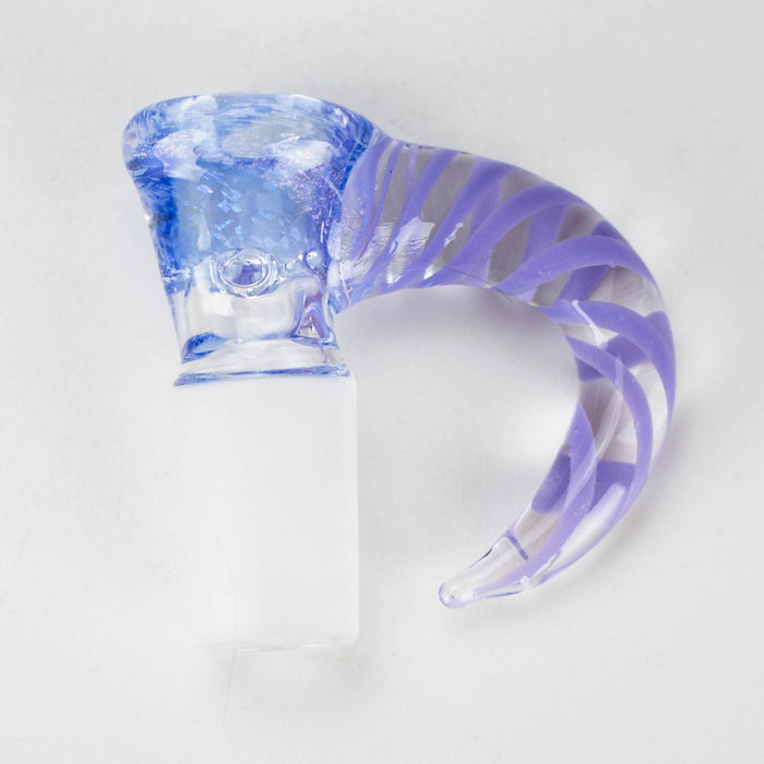 Shine Glassworks | 19mm 4 Hole Dichroic bowl with Horn - Made in Canada Bowl · Banger · Oil Burner Smoking Cat Distribution Purple
