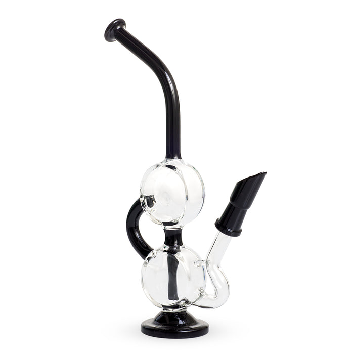 10" Dab Rig Recycler M14 - Black and Clear Glass Rig PINNACLE DISTRIBUTORS INC.