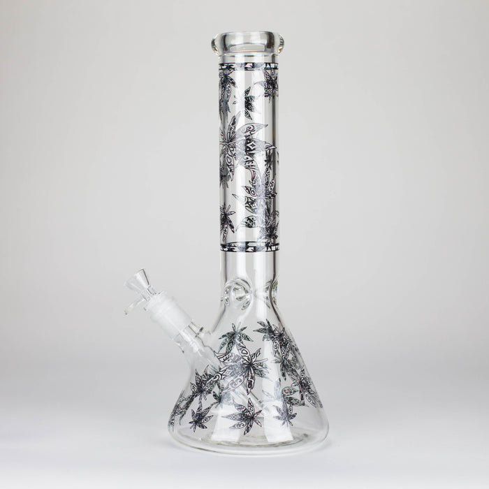 Karma | 14" Leaf Beaker Glow in the dark Glass Bong Beaker Bong Maq Distributors