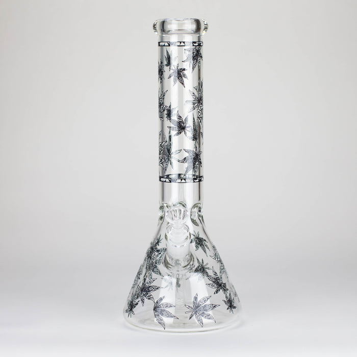 Karma | 14" Leaf Beaker Glow in the dark Glass Bong Beaker Bong Maq Distributors