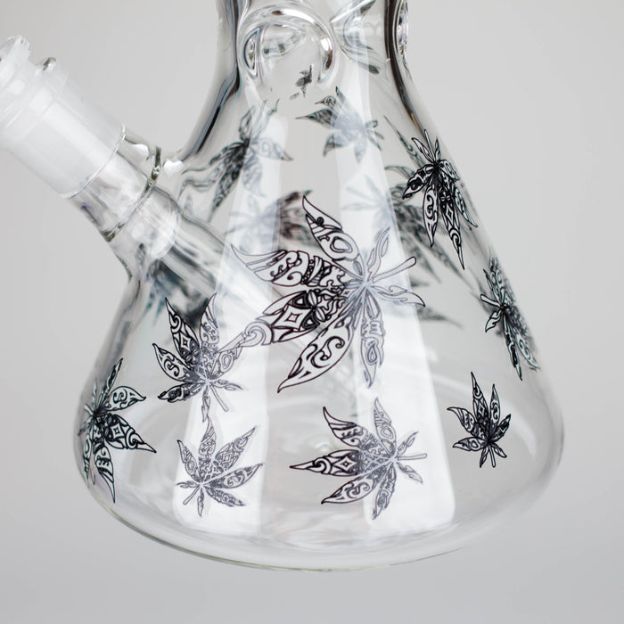 Karma | 14" Leaf Beaker Glow in the dark Glass Bong Beaker Bong Maq Distributors