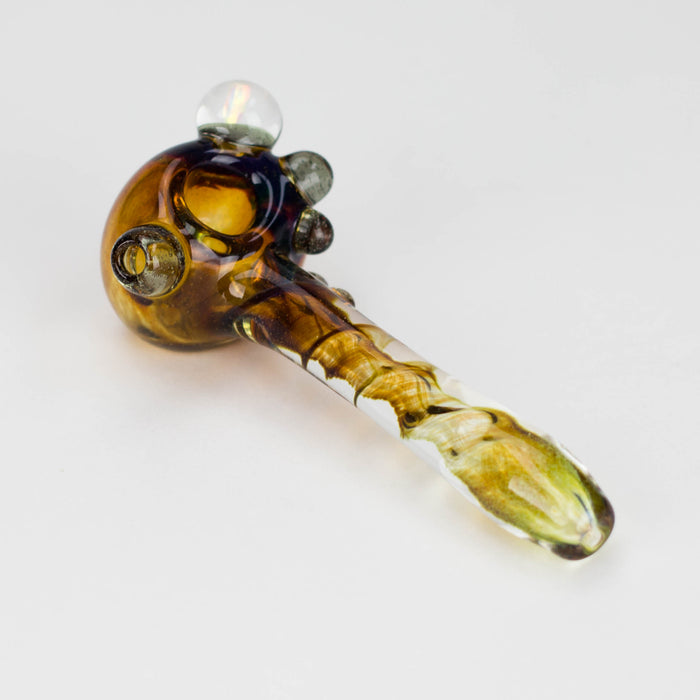 Shine Glassworks | Deluxe Frit Pipe with Large Opal - Made in Canada Glass Pipe Smoking Cat Distribution Amber
