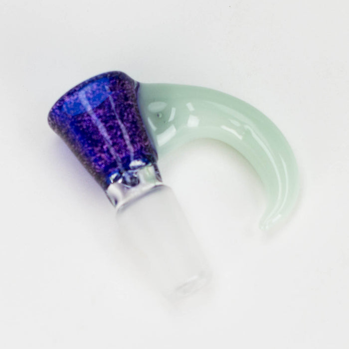 Shine Glassworks | 14mm 3 Hole Dichroic Bowl with coloured Horn - Made in Canada Bowl · Popper Smoking Cat Distribution Purple & Light Green