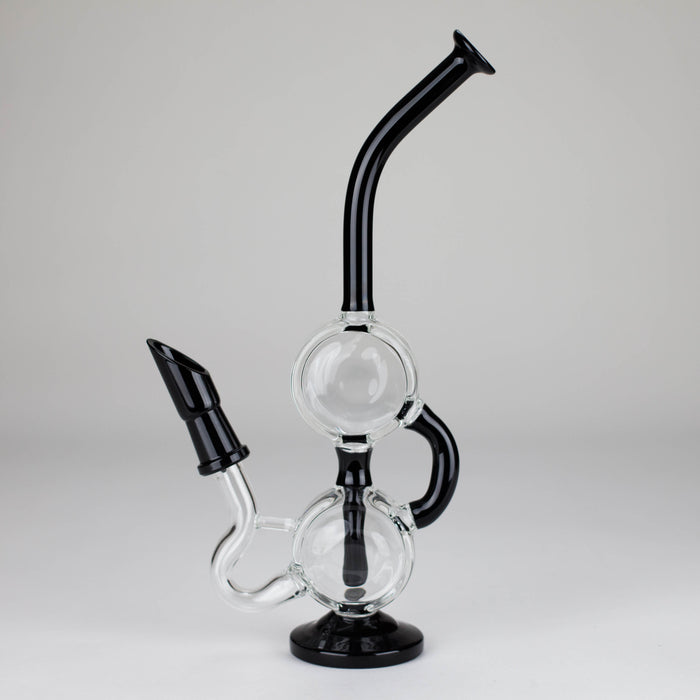 10" Dab Rig Recycler M14 - Black and Clear Glass Rig PINNACLE DISTRIBUTORS INC.