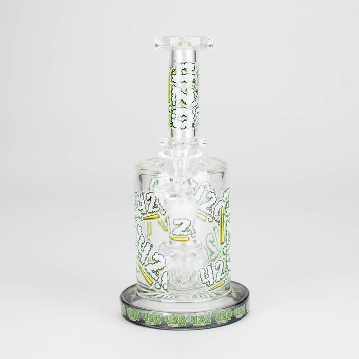 7" Color accented Glass Bong With Perc- 420 Special Edition Glass Bong 777 Smoke